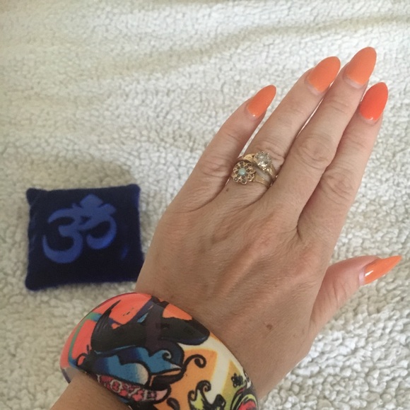 Peace and Love Cuff Bracelet with Tattoo Design - Picture 2 of 4